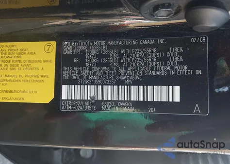 2009 Lexus Rx 350 from USA, damaged, VIN 2T2GK31U59C073357